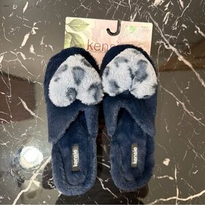 Kensie Dark Blue Plush Slippers